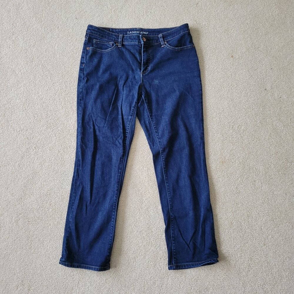 LAND'S END Petite Women's Mid Rise Straight Jeans